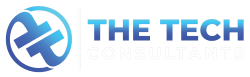 The image features a logo for "The Tech Consultants," showcasing a stylized design with blue gradients and modern typography.