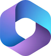 The image features a stylized, geometric logo with a gradient of blue and purple colors, forming an interconnected, looping shape.