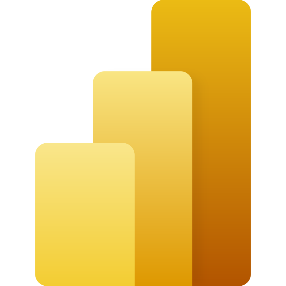 The image features three vertical bars in varying heights, using a gradient of yellow to orange shades, symbolizing growth or data representation.