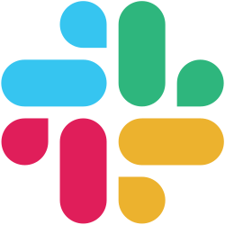 The image features the Slack logo, which consists of a stylized combination of colorful shapes representing communication and collaboration.