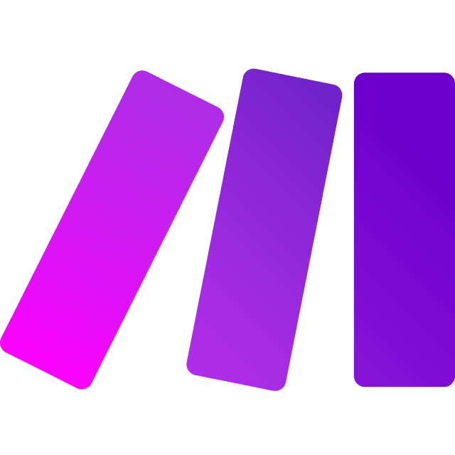 The image features three abstract rectangles in varying shades of purple and pink, arranged in a dynamic, overlapping composition.